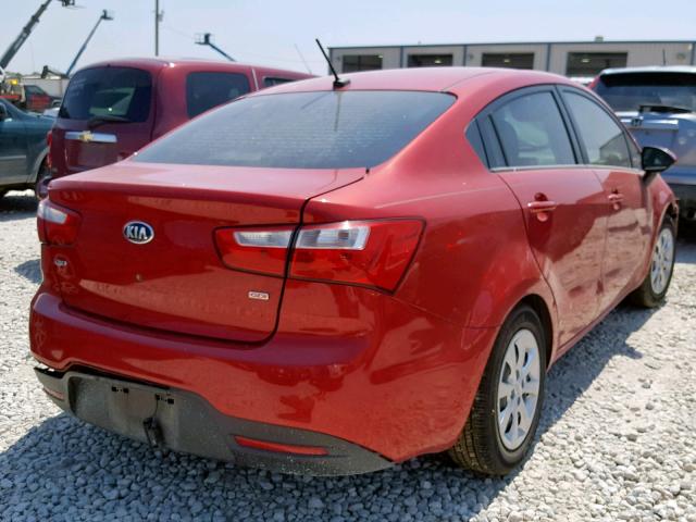 KNADM4A37F6422114 - 2015 KIA RIO LX RED photo 4