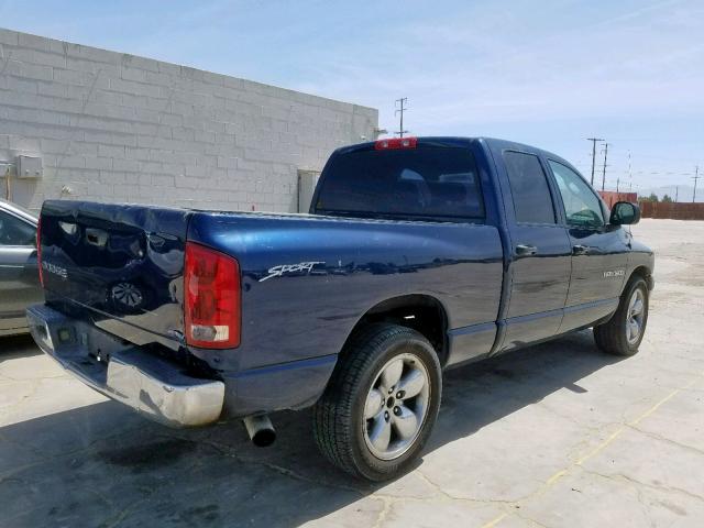 1D7HA18NX4S677630 - 2004 DODGE RAM 1500 S BLUE photo 4