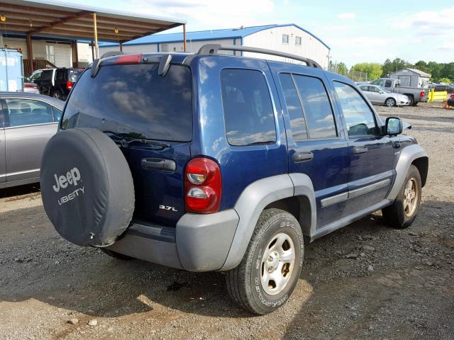 1J4GL48KX6W272607 - 2006 JEEP LIBERTY SP BLUE photo 4