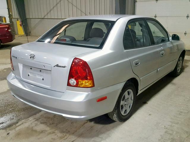 KMHCG45C44U506153 - 2004 HYUNDAI ACCENT GL SILVER photo 4