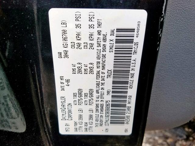 1D7HU18236S669675 - 2006 DODGE RAM 1500 S BLACK photo 10