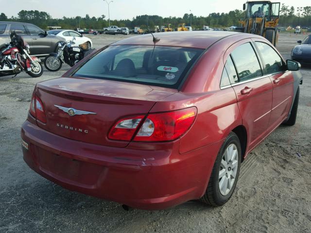 1C3LC46K08N185786 - 2008 CHRYSLER SEBRING LX RED photo 4