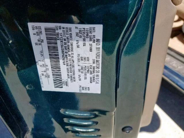 1FTZR15U3WPA78769 - 1998 FORD RANGER SUP GREEN photo 10