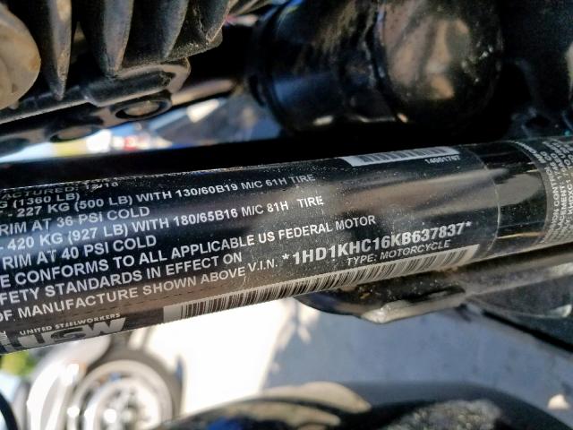 1HD1KHC16KB637837 - 2019 HARLEY-DAVIDSON FLTRX 黑色 照片 10