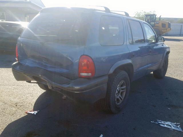 1B4HR38N32F200541 - 2002 DODGE DURANGO SP BLUE photo 4