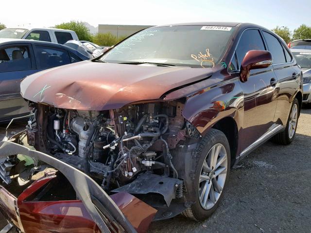 2T2ZB1BA2FC003358 - 2015 LEXUS RX 450H MAROON photo 2