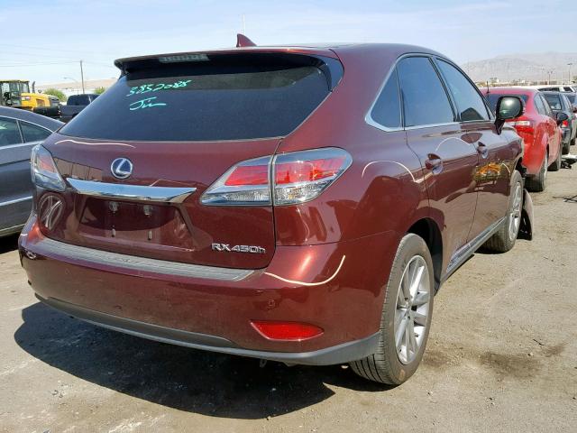 2T2ZB1BA2FC003358 - 2015 LEXUS RX 450H MAROON photo 4