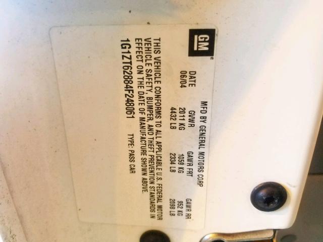 1G1ZT62884F248061 - 2004 CHEVROLET MALIBU MAX 白色 照片 10