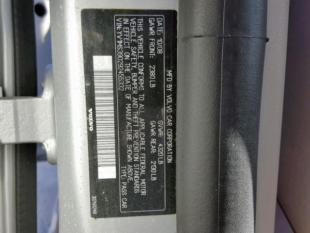 YV1MS390292455332 - 2009 VOLVO S40 2.4I SILVER photo 10