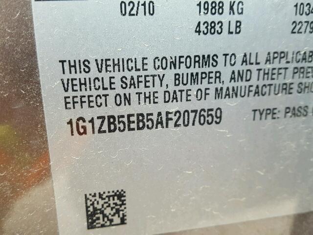 1G1ZB5EB5AF207659 - 2010 CHEVROLET MALIBU LS 棕色 照片 10