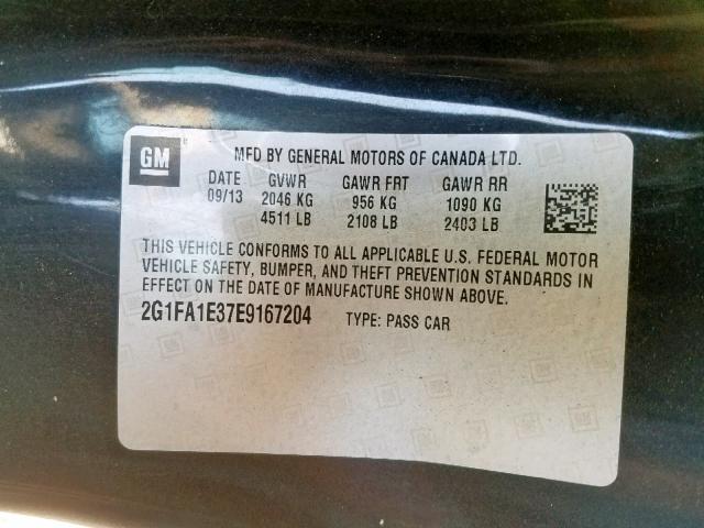 2G1FA1E37E9167204 - 2014 CHEVROLET CAMARO LS BLACK photo 10