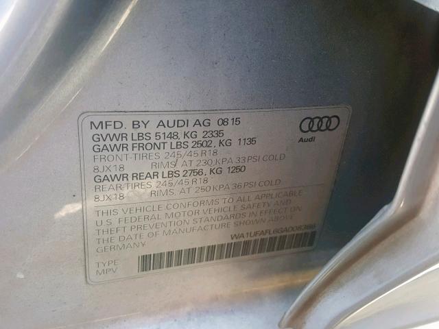 WA1UFAFL6GA008366 - 2016 AUDI A4 ALLROAD SILVER photo 10