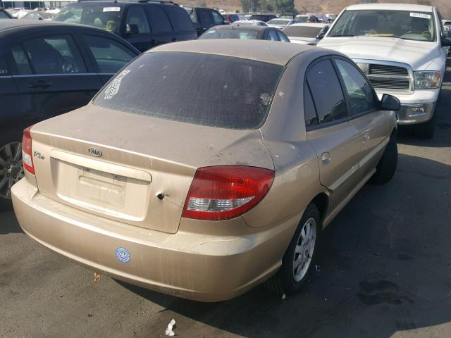 KNADC125136236565 - 2003 KIA RIO GOLD photo 4