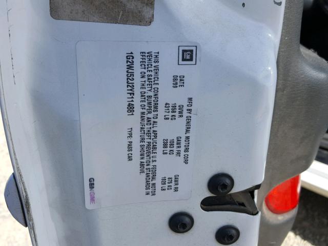 1G2WJ52J2YF114881 - 2000 PONTIAC GRAND PRIX 白色 照片 10