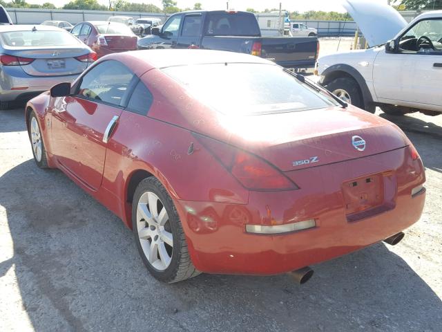 JN1AZ34D43T116980 - 2003 NISSAN 350Z COUPE RED photo 3