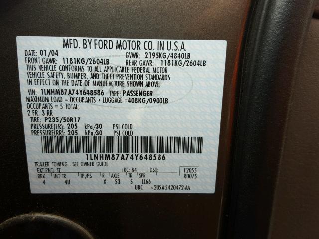 1LNHM87A74Y648586 - 2004 LINCOLN LS 灰色 照片 10