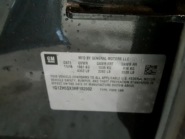 1G1ZH5SX3HF182902 - 2017 CHEVROLET MALIBU PRE GRAY photo 10