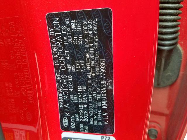 KNDJX3A58F7799361 - 2015 KIA SOUL ! Qırmızı foto 10