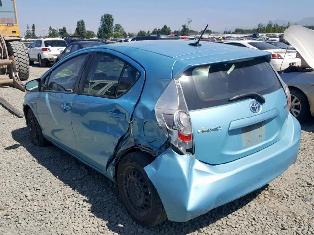 JTDKDTB33D1052082 - 2013 TOYOTA PRIUS C BLUE photo 3