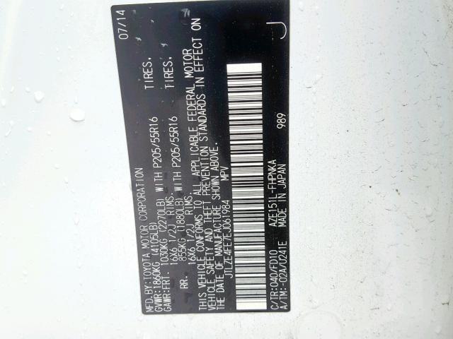 JTLZE4FE7EJ061984 - 2014 TOYOTA SCION XB 白色 照片 10