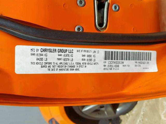 1C3CDFBH3DD261200 - 2013 DODGE DART SXT ORANGE photo 10