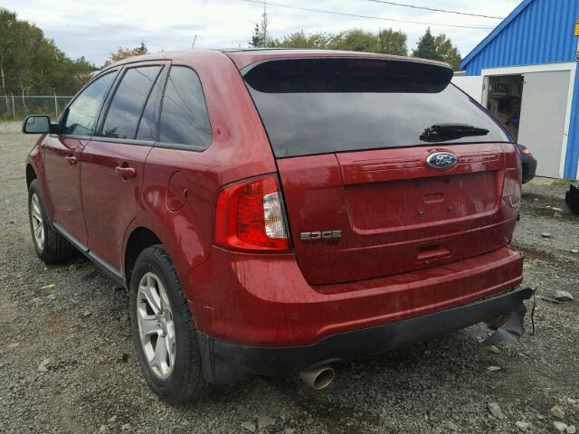 2FMDK3JC0DBA29231 - 2013 FORD EDGE SEL RED photo 3