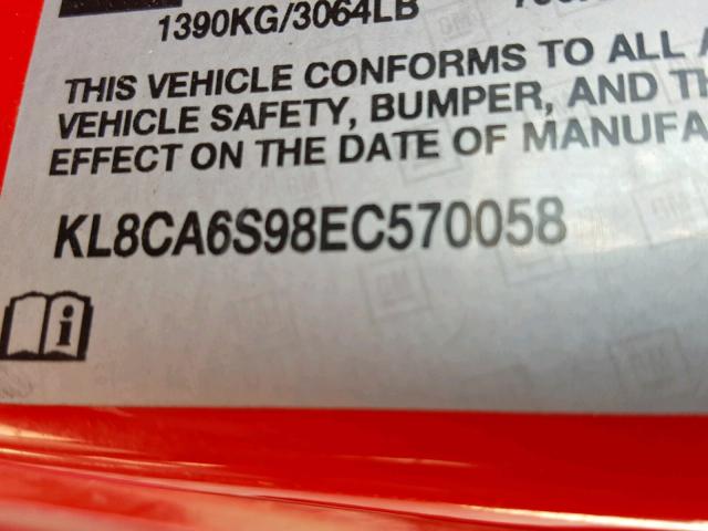 KL8CA6S98EC570058 - 2014 CHEVROLET SPARK LS RED photo 10