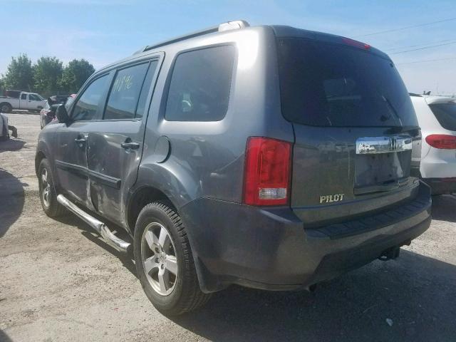 5FNYF4H25BB503753 - 2011 HONDA PILOT LX GRAY photo 3