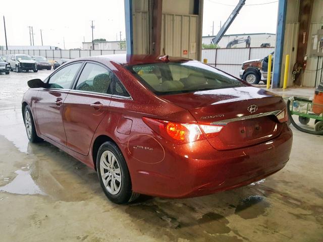 5NPEB4AC7CH325946 - 2012 HYUNDAI SONATA GLS RED photo 3