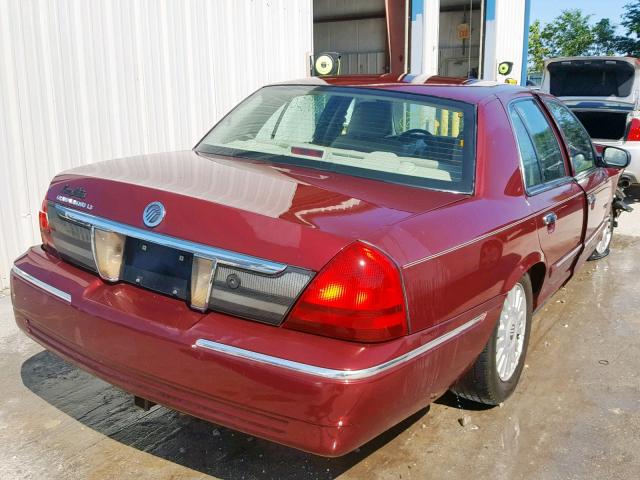 2MEFM75V58X623749 - 2008 MERCURY GRAND MARQ MAROON photo 4