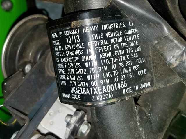 JKAEX8A1XEA001465 - 2014 KAWASAKI EX300 A GREEN photo 19