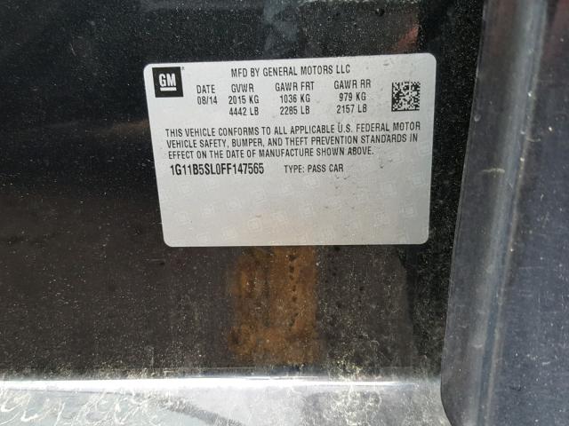 1G11B5SL0FF147565 - 2015 CHEVROLET MALIBU LS 黑色 照片 10