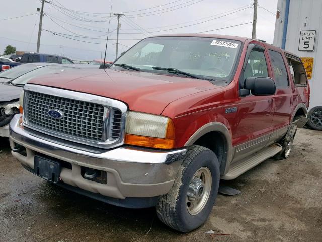 1FMNU43S4YEA37495 - 2000 FORD EXCURSION RED photo 2