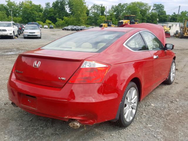 1HGCS21828A015923 - 2008 HONDA ACCORD EXL RED photo 4