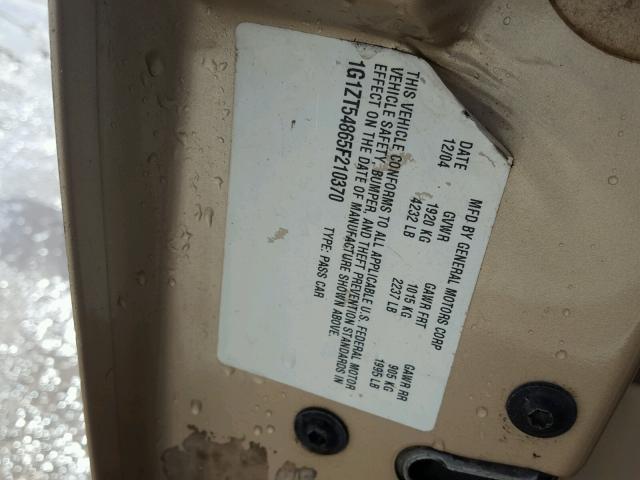 1G1ZT54865F210370 - 2005 CHEVROLET MALIBU LS 棕色 照片 10