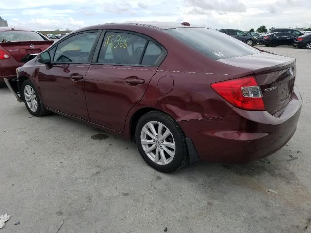 2HGFB2F96CH545143 - 2012 HONDA CIVIC EXL 勃艮第红 照片 3