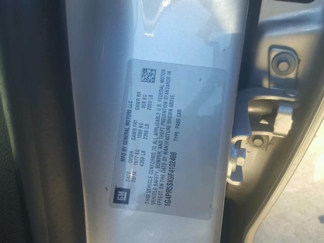 1G4PR5SK9F4102488 - 2015 BUICK VERANO CON SILVER photo 10