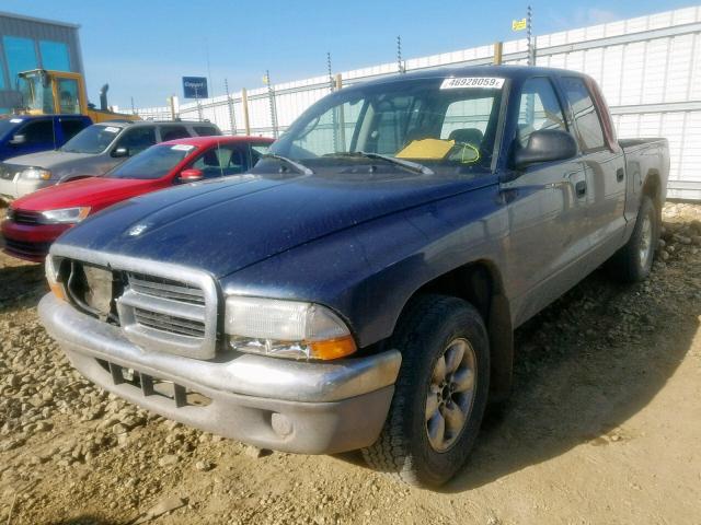 1D7HL48X03S202094 - 2003 DODGE DAKOTA QUA BLUE photo 2