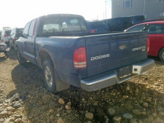 1D7HL48X03S202094 - 2003 DODGE DAKOTA QUA BLUE photo 3