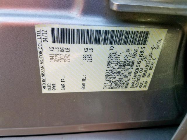 1N4AL2AP0CN561685 - 2012 NISSAN ALTIMA BAS TAN photo 10