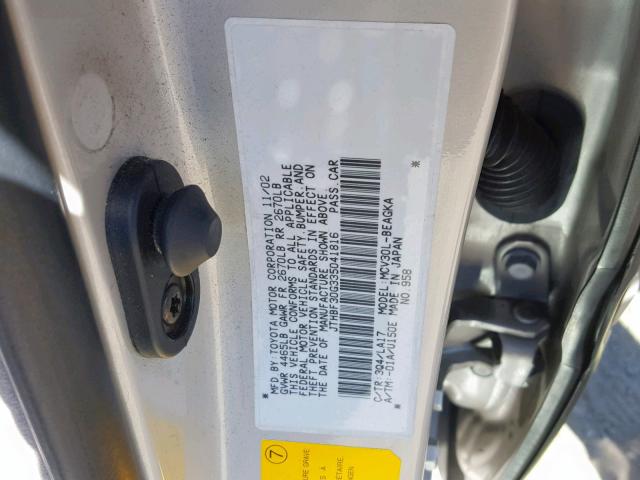 JTHBF30G335041816 - 2003 LEXUS ES 300 TAN photo 10