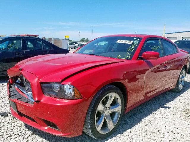 2C3CDXHG0DH537355 - 2013 DODGE CHARGER SX RED photo 2