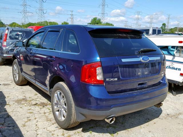 2FMDK3KC5BBB26243 - 2011 FORD EDGE LIMIT BLUE photo 3