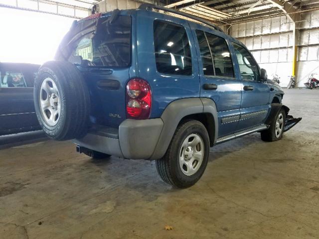 1J4GL48K25W608037 - 2005 JEEP LIBERTY SP BLUE photo 4