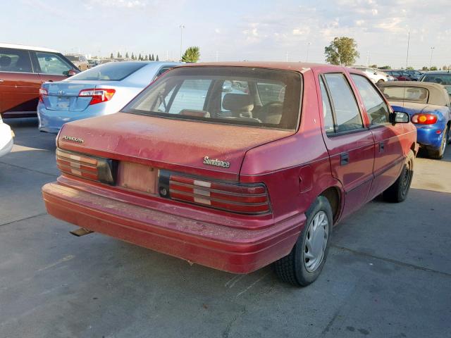 1P3AP28KXRN224989 - 1994 PLYMOUTH SUNDANCE RED photo 4