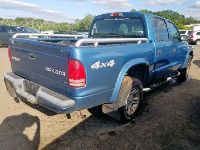 1D7HG38N64S568317 - 2004 DODGE DAKOTA QUA BLUE photo 4