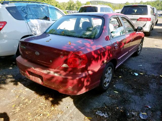 KNAFB121335275124 - 2003 KIA SPECTRA BA BURGUNDY photo 4