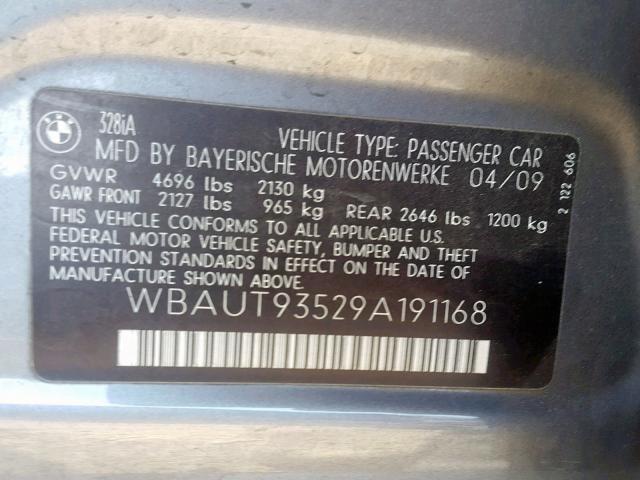 WBAUT93529A191168 - 2009 BMW 328 IT GRAY photo 10