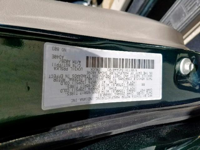 5TBET38184S440703 - 2004 TOYOTA TUNDRA DOU GREEN photo 10