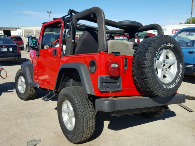 1J4FA29123P315712 - 2003 JEEP WRANGLER / RED photo 3